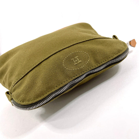 HERMES Pouch Cotton , 100% cotton khaki Bollid pouch mini