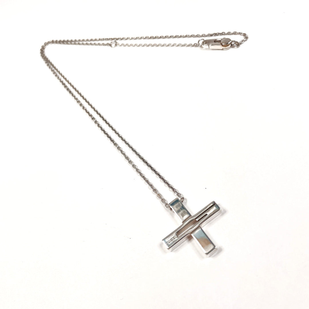 GUCCI Necklace Silver925 Silver Cross Cutout G unisex Used Authentic