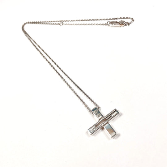 GUCCI Necklace Silver925 Silver Cross Cutout G unisex Used Authentic