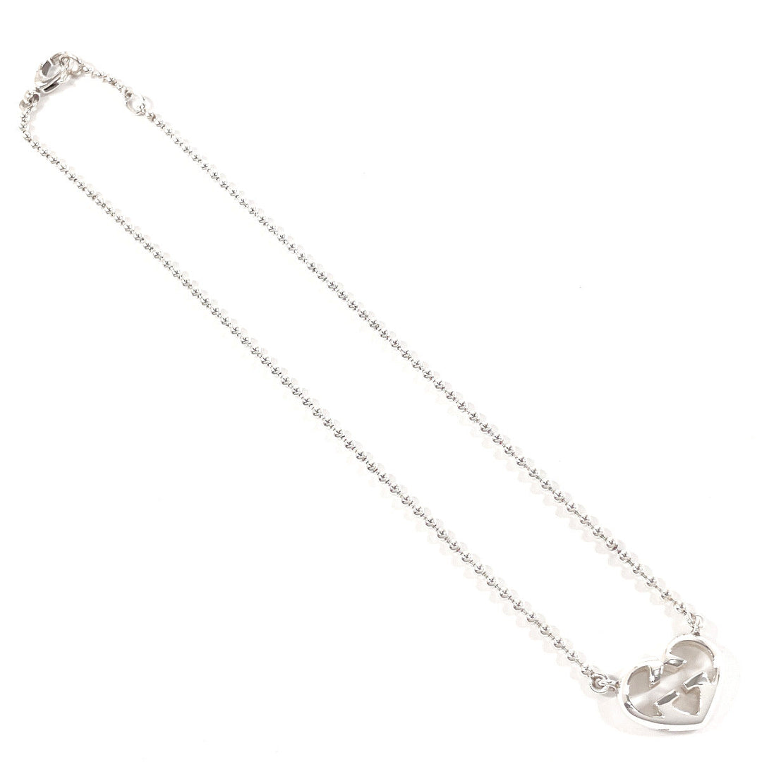 GUCCI Necklace Silver925 Silver Ball chain Interlocking G heart Women Used Authentic