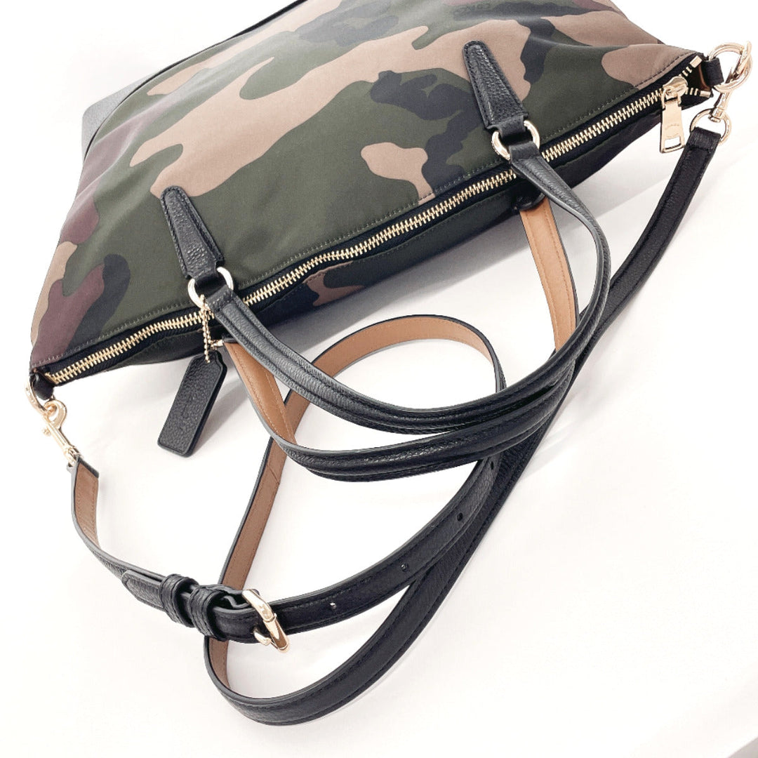 COACH Tote Bag F11847 Nylon black camouflage unisex Used Authentic
