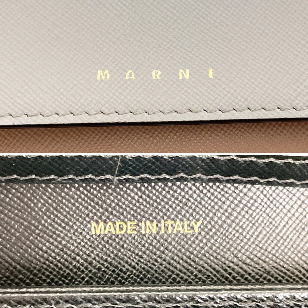 MARNI Shoulder Bag leather Brown Shoulder wallet Women Used Authentic