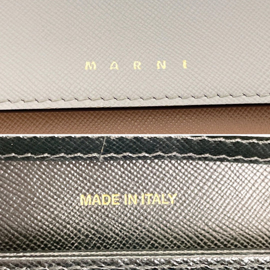 MARNI Shoulder Bag leather Brown Shoulder wallet Women Used Authentic