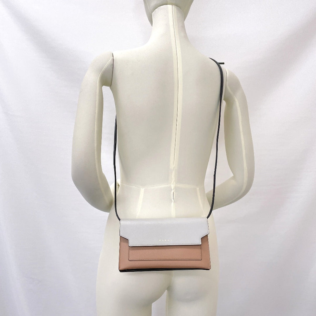 MARNI Shoulder Bag leather Brown Shoulder wallet Women Used Authentic