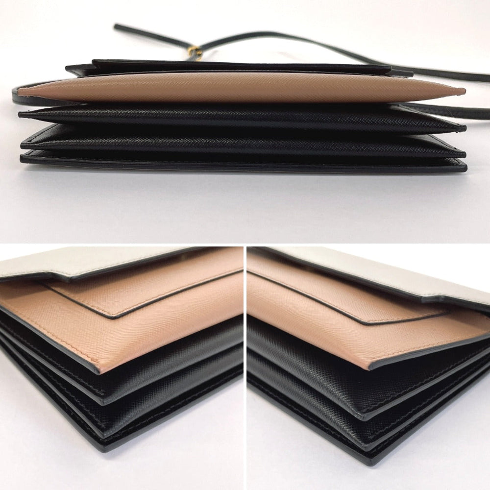 MARNI Shoulder Bag leather Brown Shoulder wallet Women Used Authentic