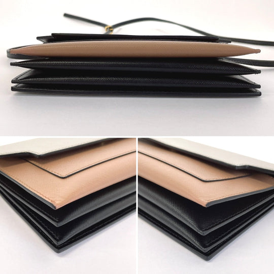 MARNI Shoulder Bag leather Brown Shoulder wallet Women Used Authentic