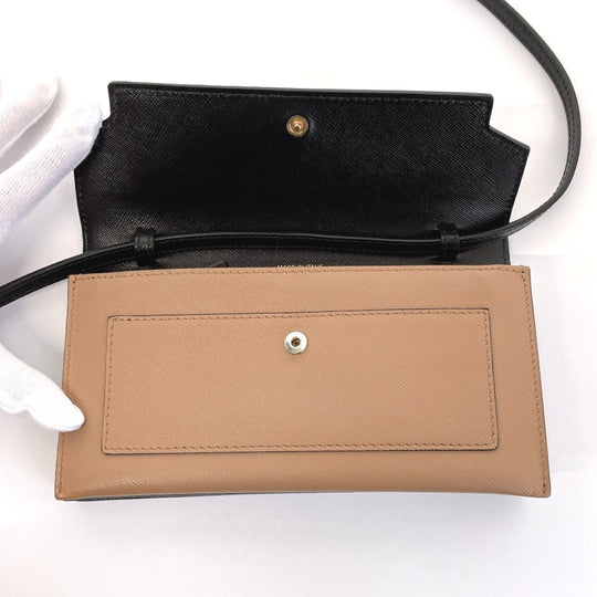 MARNI Shoulder Bag leather Brown Shoulder wallet Women Used Authentic