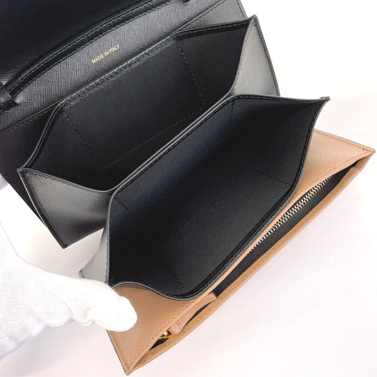 MARNI Shoulder Bag leather Brown Shoulder wallet Women Used Authentic