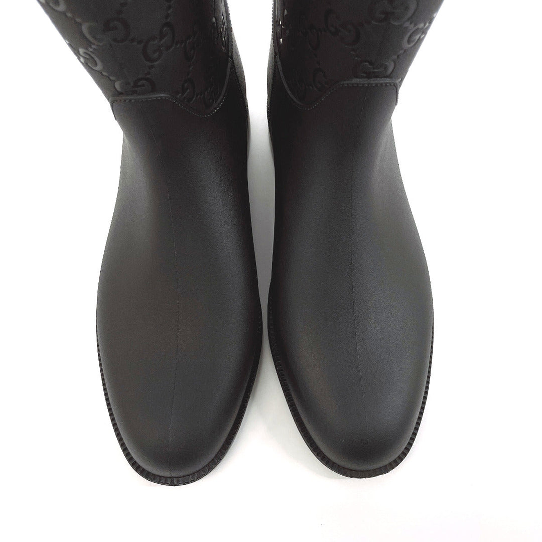 GUCCI Rain shoes rubber black GG rain boots Women 36 Used Authentic