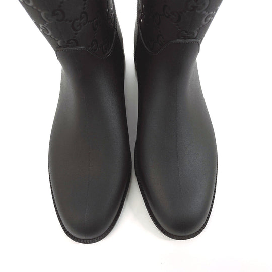 GUCCI Rain shoes rubber black GG rain boots Women 36 Used Authentic