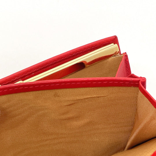 GUCCI Long Wallet Purse 035�E6416�E1720�E0 leather Red Horseshoe Women Used Authentic