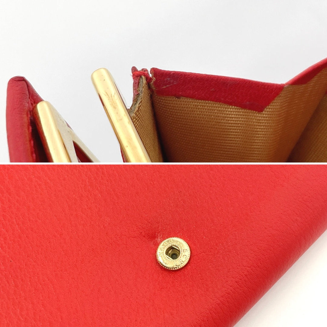 GUCCI Long Wallet Purse 035�E6416�E1720�E0 leather Red Horseshoe Women Used Authentic