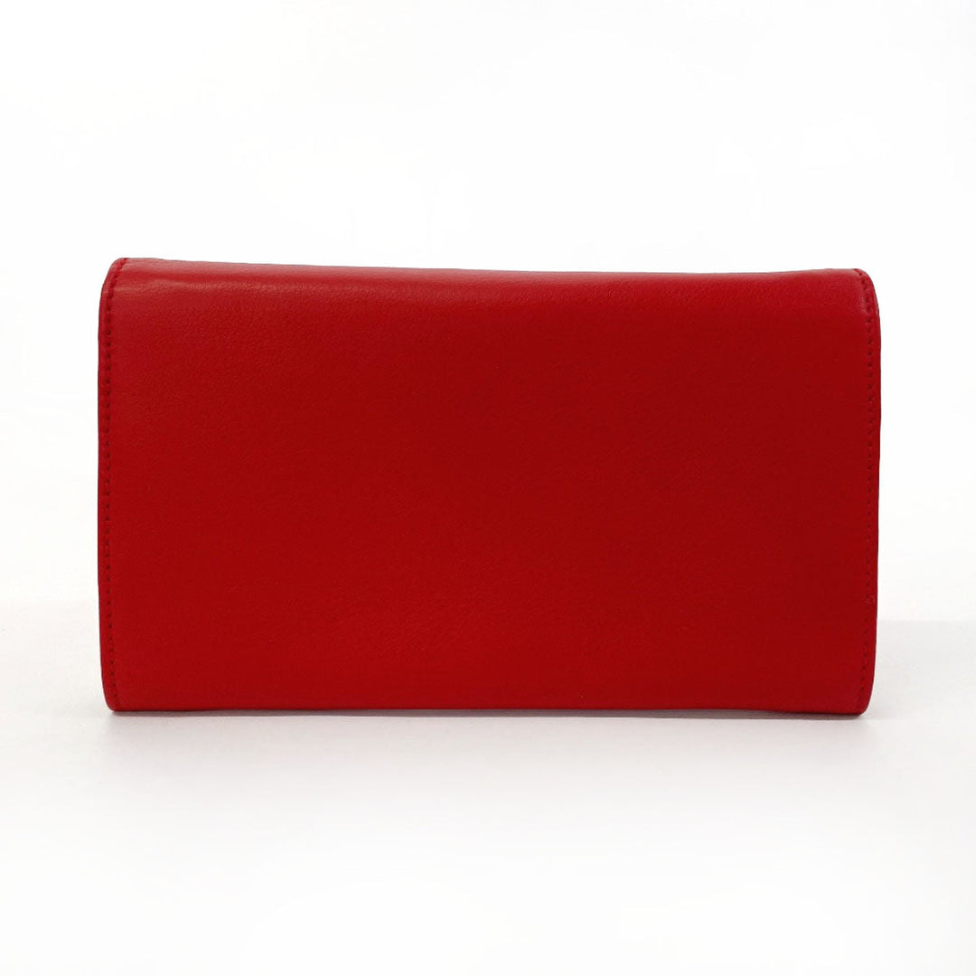 GUCCI Long Wallet Purse 035�E6416�E1720�E0 leather Red Horseshoe Women Used Authentic