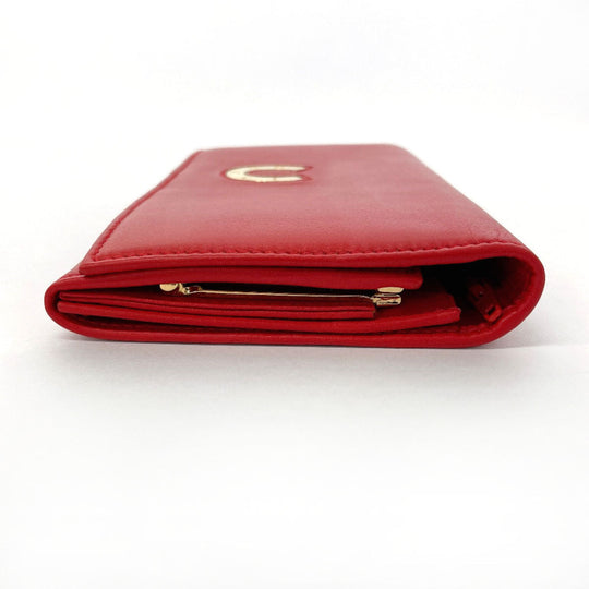 GUCCI Long Wallet Purse 035�E6416�E1720�E0 leather Red Horseshoe Women Used Authentic