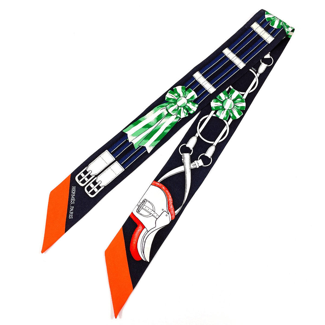 HERMES scarf 100% silk black Jumping