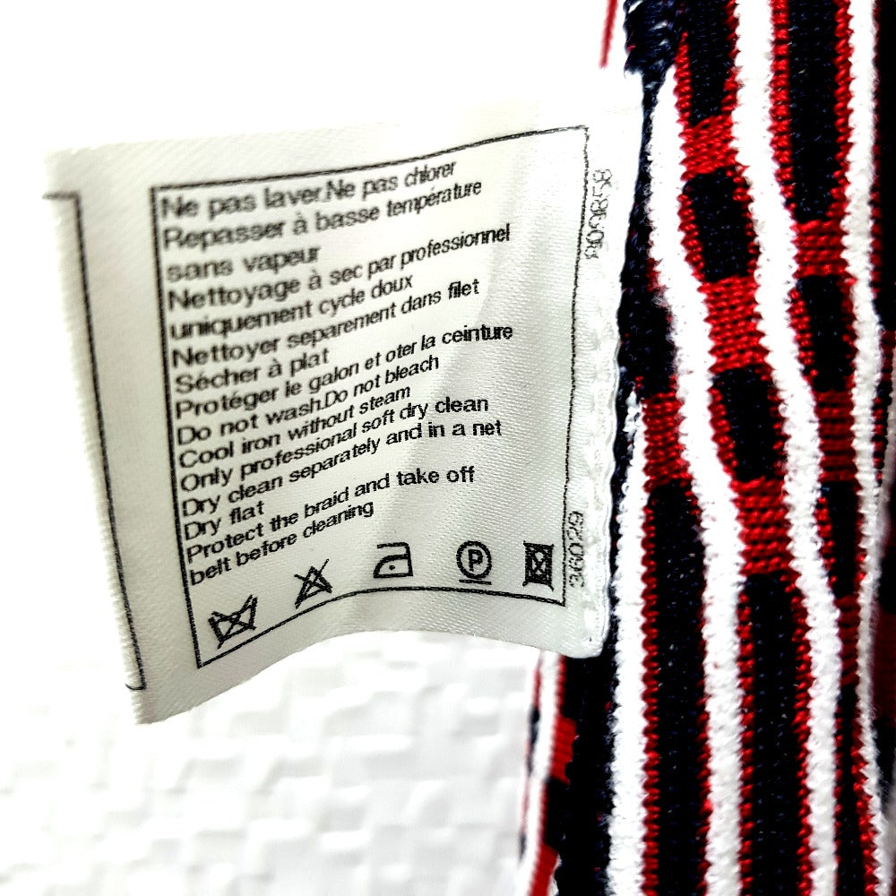 CHANEL one piece P47925 Rayon Black x Red x White stripe Summer dress Women 34 Used Authentic