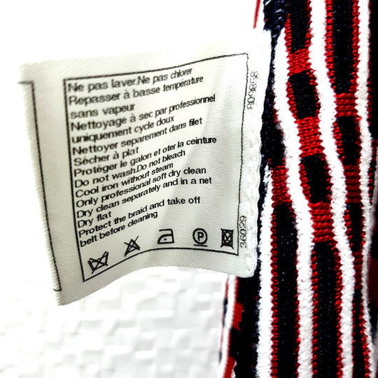 CHANEL one piece P47925 Rayon Black x Red x White stripe Summer dress Women 34 Used Authentic