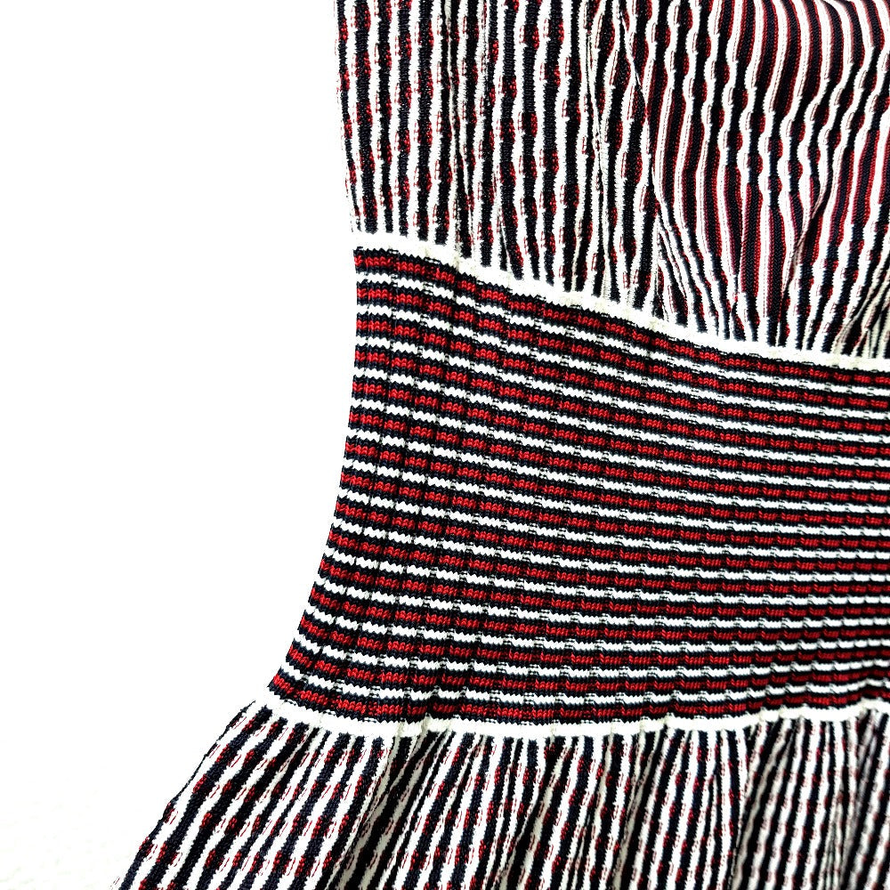 CHANEL one piece P47925 Rayon Black x Red x White stripe Summer dress Women 34 Used Authentic