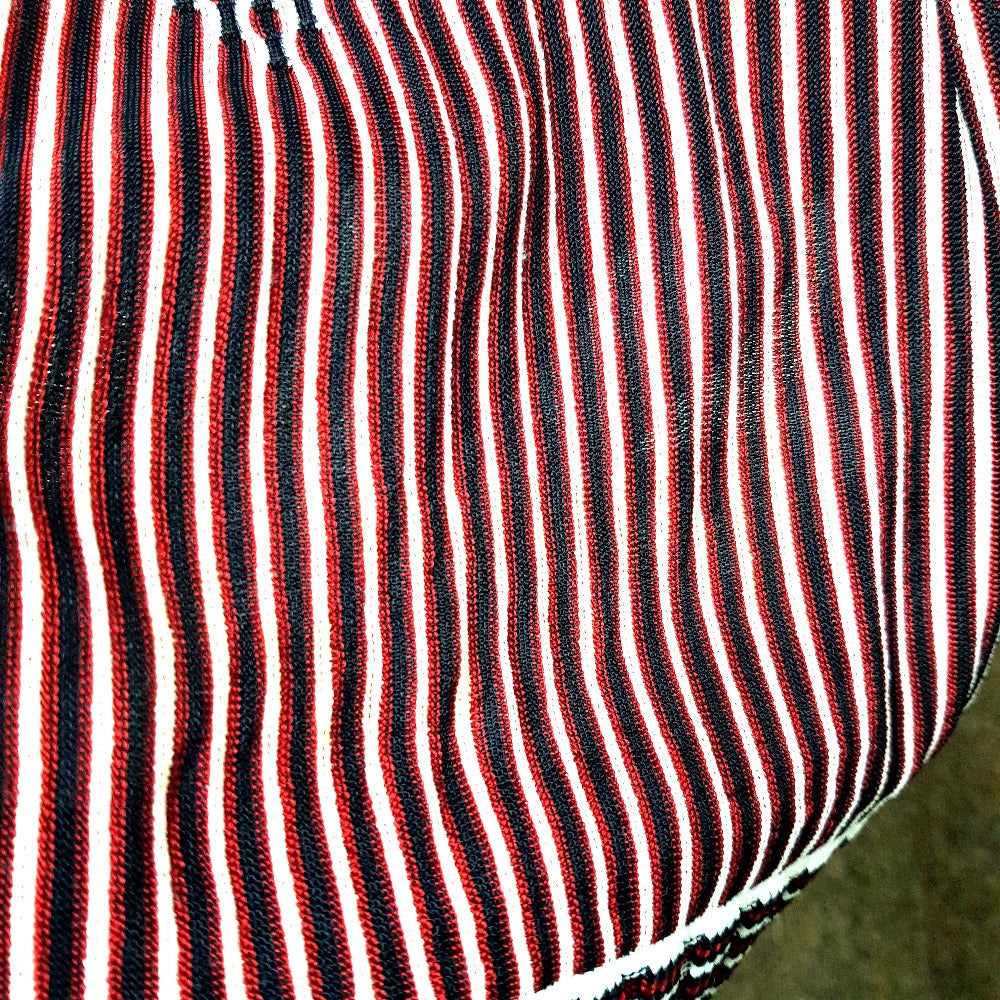 CHANEL one piece P47925 Rayon Black x Red x White stripe Summer dress Women 34 Used Authentic