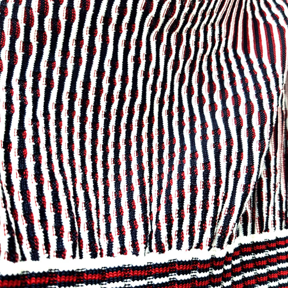 CHANEL one piece P47925 Rayon Black x Red x White stripe Summer dress Women 34 Used Authentic
