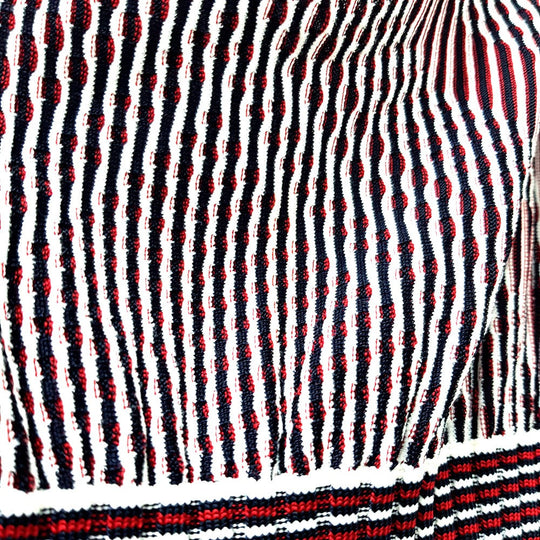 CHANEL one piece P47925 Rayon Black x Red x White stripe Summer dress Women 34 Used Authentic