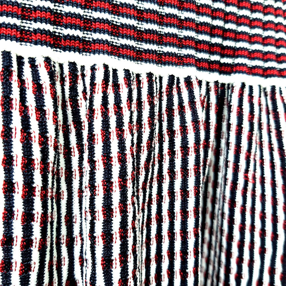 CHANEL one piece P47925 Rayon Black x Red x White stripe Summer dress Women 34 Used Authentic