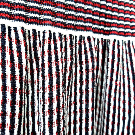 CHANEL one piece P47925 Rayon Black x Red x White stripe Summer dress Women 34 Used Authentic