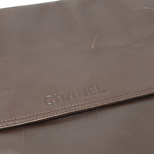 CHANEL Shoulder Bag lambskin Brown logo Sacosh unisex(Unisex) Used Authentic