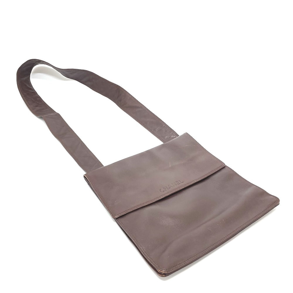 CHANEL Shoulder Bag lambskin Brown logo Sacosh unisex(Unisex) Used Authentic