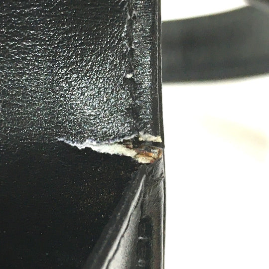 GUCCI Shoulder Bag leather black GGMetal Old Gucci Women Used Authentic