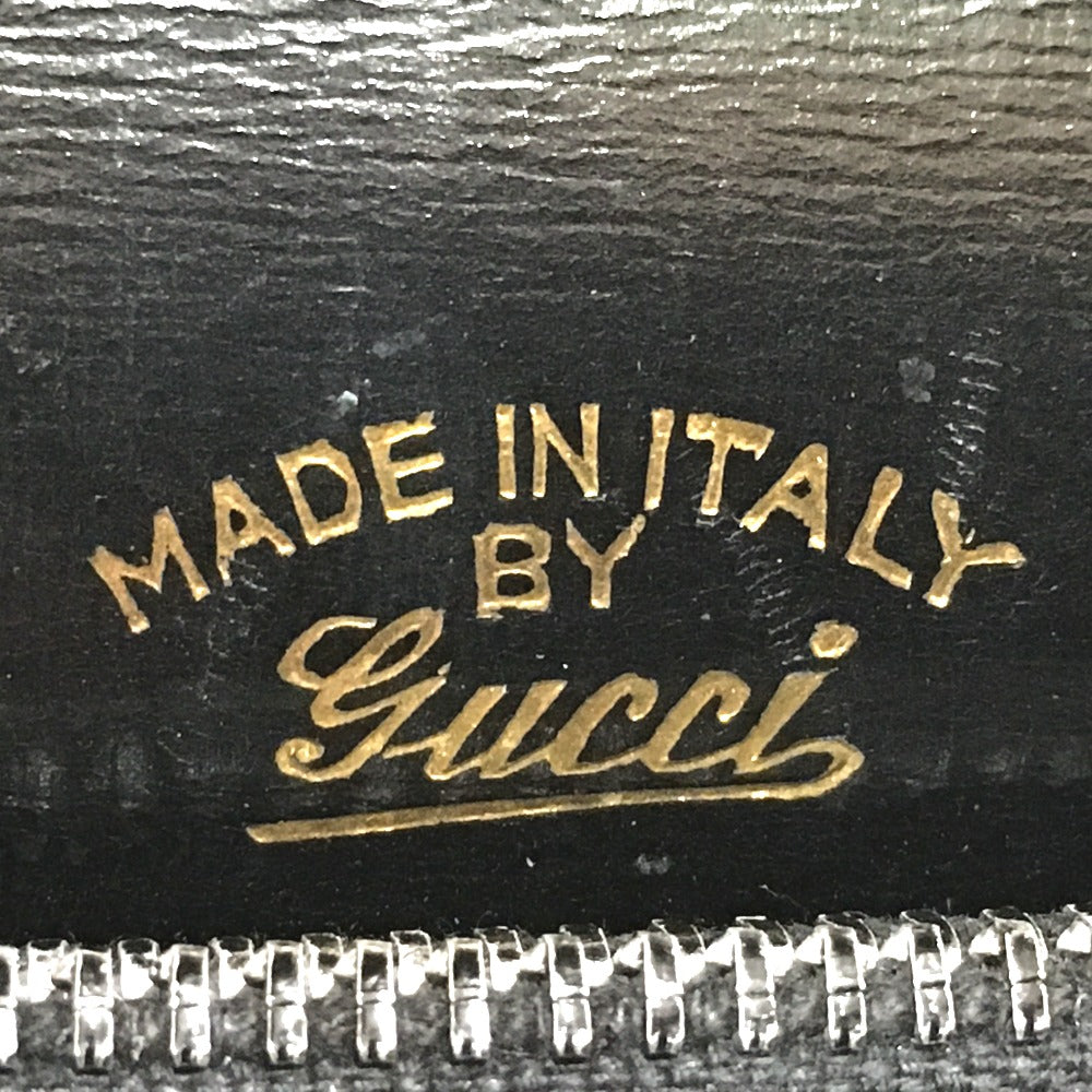 GUCCI Shoulder Bag leather black GGMetal Old Gucci Women Used Authentic
