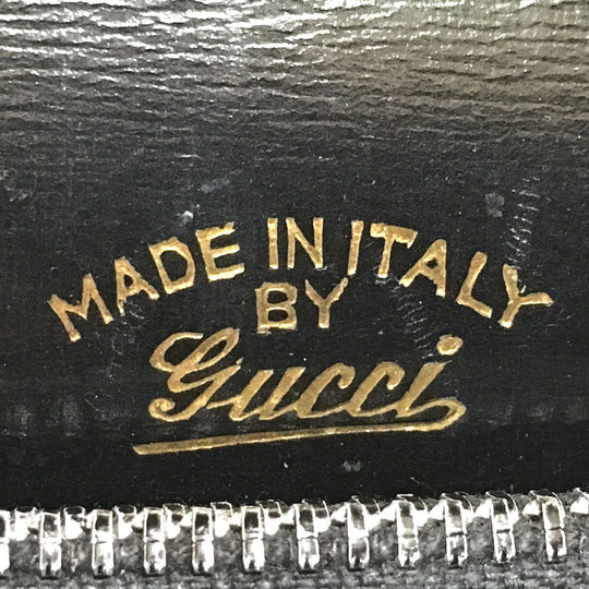 GUCCI Shoulder Bag leather black GGMetal Old Gucci Women Used Authentic