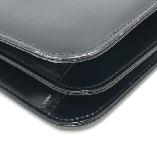 GUCCI Shoulder Bag leather black GGMetal Old Gucci Women Used Authentic