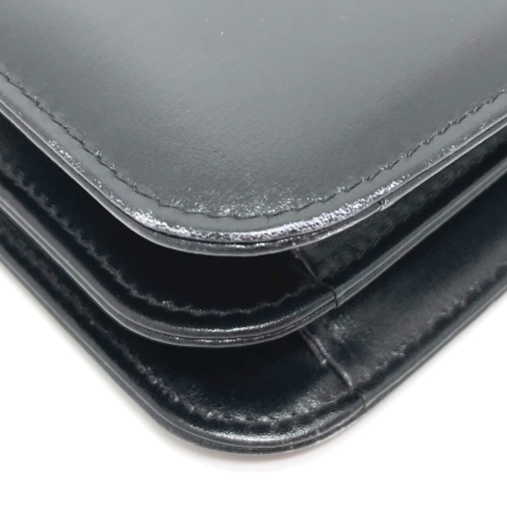 GUCCI Shoulder Bag leather black GGMetal Old Gucci Women Used Authentic