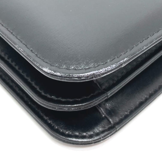 GUCCI Shoulder Bag leather black GGMetal Old Gucci Women Used Authentic