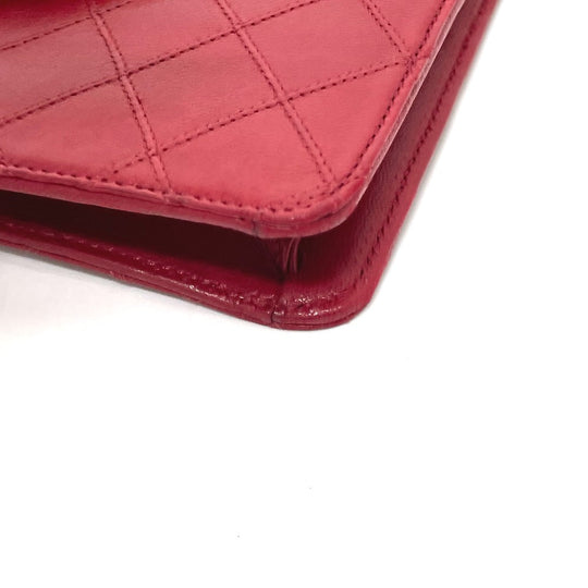 CHANEL Shoulder Bag lambskin Red x Gold Metal Bicolole COCO Mark Women Used Authentic