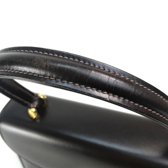 GUCCI Handbag leather Brown x Gold Metal Old Gucci accordion Women Used Authentic