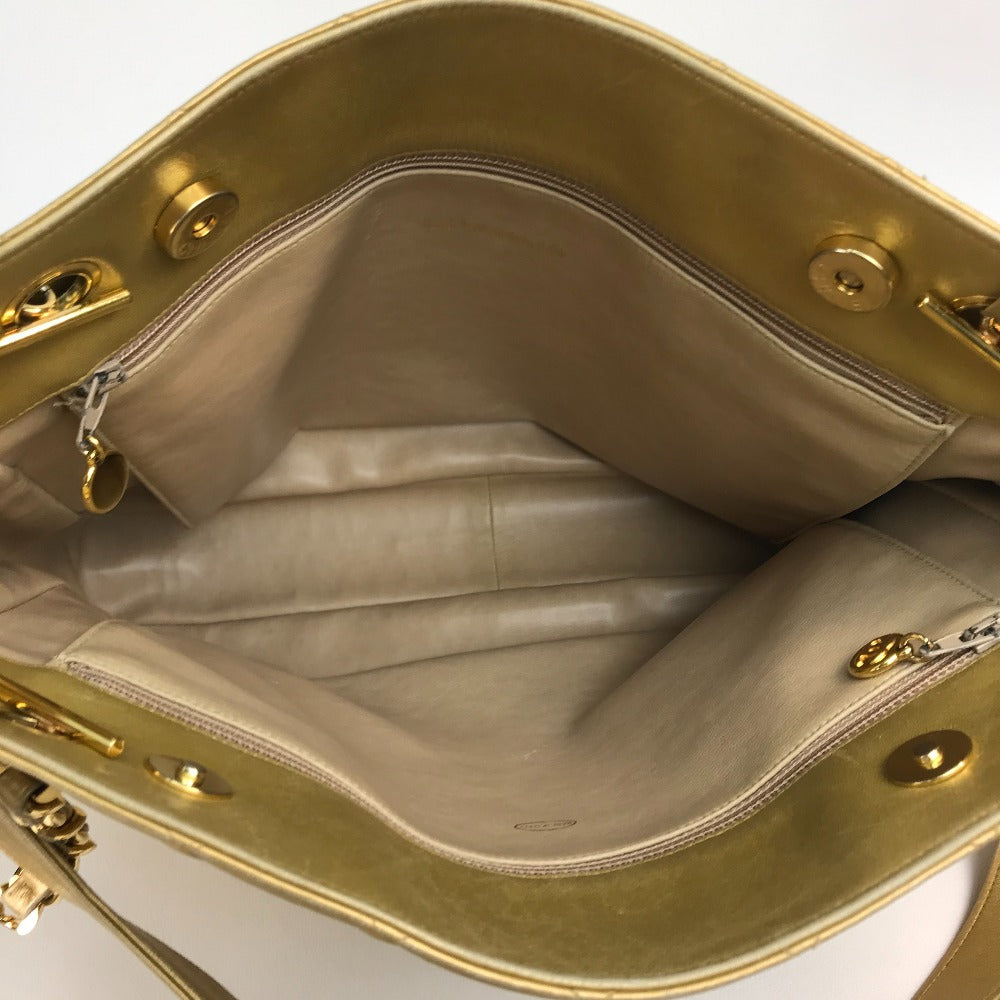 CHANEL Shoulder Bag lambskin Gold x Gold Metal Coco ball Matrasse Women Used Authentic