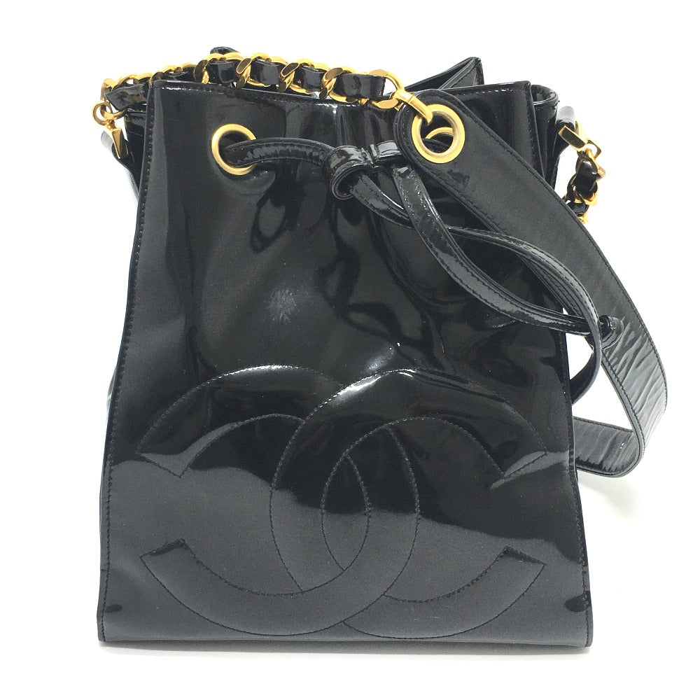 CHANEL Shoulder Bag Patent leather black CCCOCO Mark purse Women Used Authentic