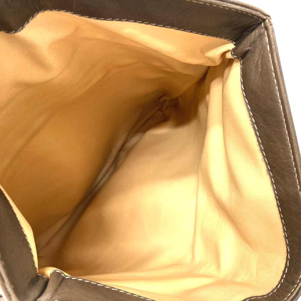 CELINE Shoulder Bag leather Brown logoMetal vintage Women Used Authentic