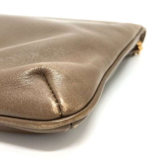 CELINE Shoulder Bag leather Brown logoMetal vintage Women Used Authentic