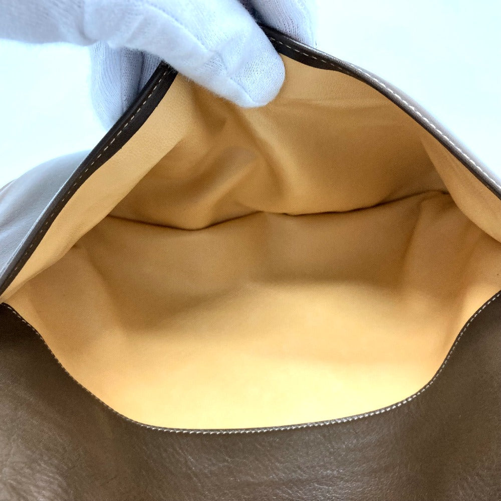 CELINE Shoulder Bag leather Brown logoMetal vintage Women Used Authentic