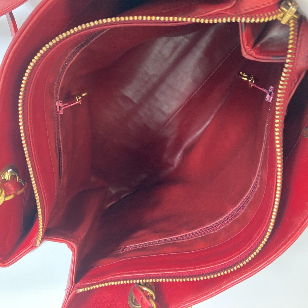 CHANEL Shoulder Bag lambskin Red CCCOCO Mark Turnlock outside flap Women Used Authentic