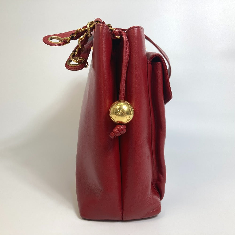 CHANEL Shoulder Bag lambskin Red CCCOCO Mark Turnlock outside flap Women Used Authentic