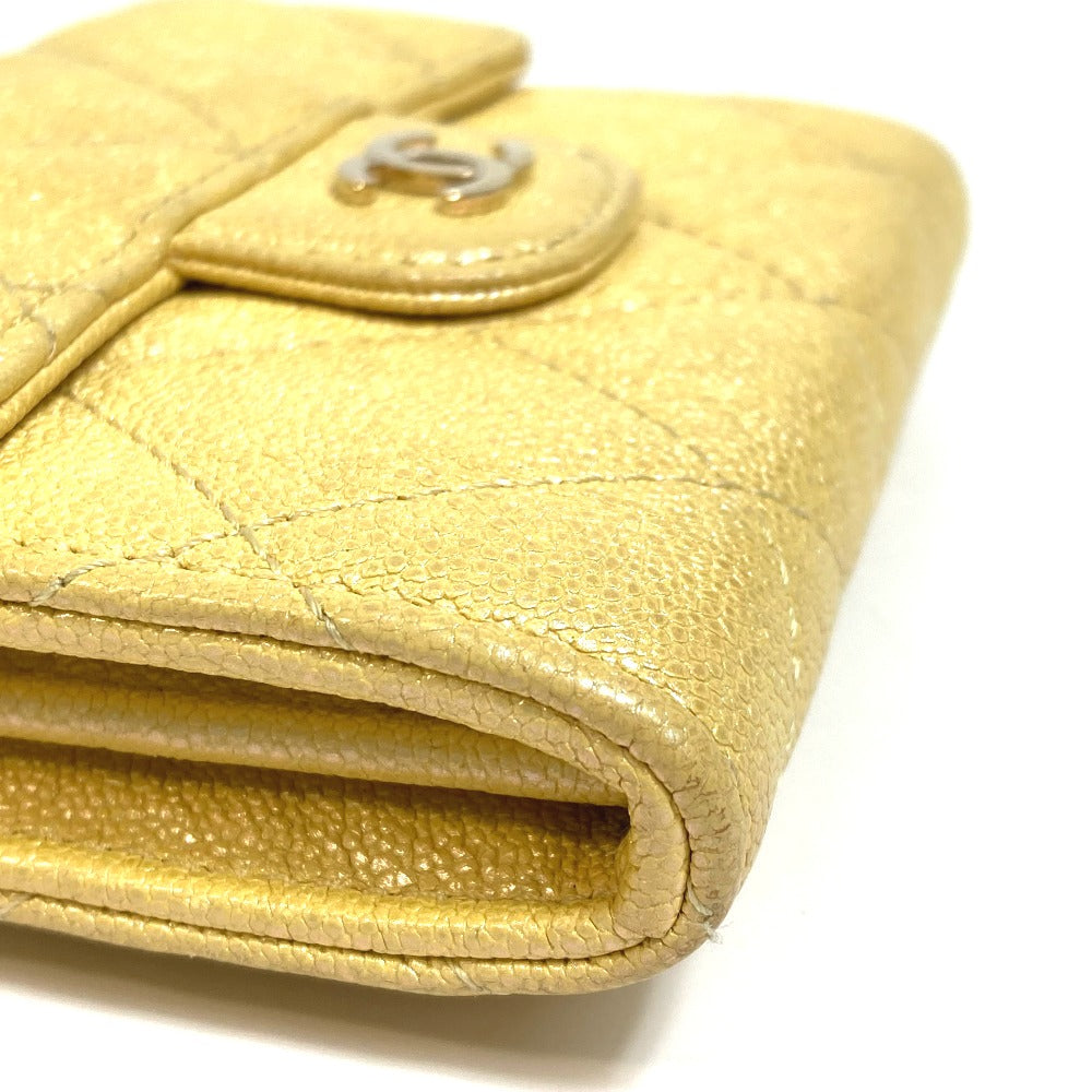 CHANEL Coin case AP0238 Caviar skin Metallic yellow CCCOCO Mark Matrasse Women Secondhand Authentic