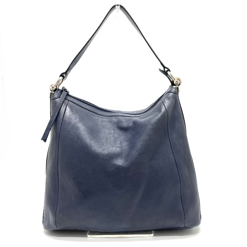 GUCCI Shoulder Bag 355774 leather Navy Bamboo one belt Women Used Authentic