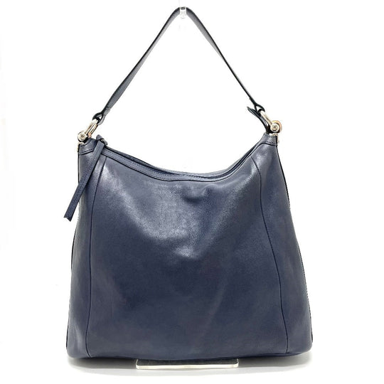 GUCCI Shoulder Bag 355774 leather Navy Bamboo one belt Women Used Authentic