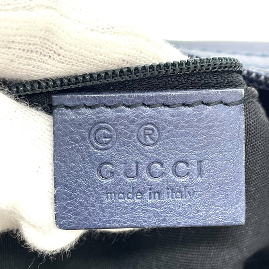 GUCCI Shoulder Bag 355774 leather Navy Bamboo one belt Women Used Authentic