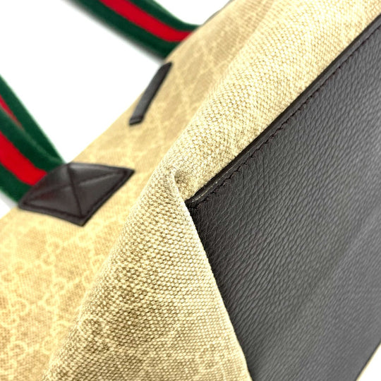 GUCCI Tote Bag 374433 GG canvas beige GG Sherry line Women Used Authentic