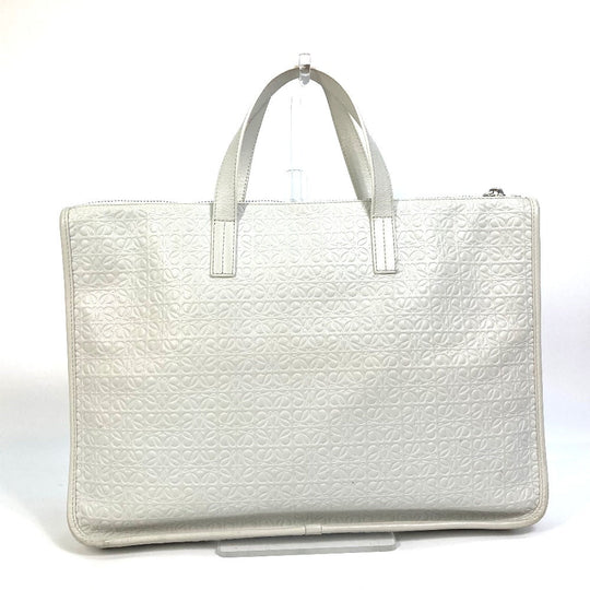 LOEWE Tote Bag leather white anagram Briefcase Business bag unisex(Unisex) Used Authentic
